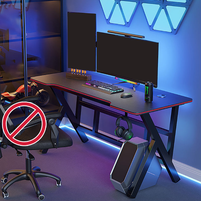 Cable Management Dormitory Gaming Desk Black Rectangular Computer Desk Black Clearhalo 'furn' 'furn_office_desk' 'Furniture' 'Office Desks' 'Office Furniture' 'office_desk' 6334633