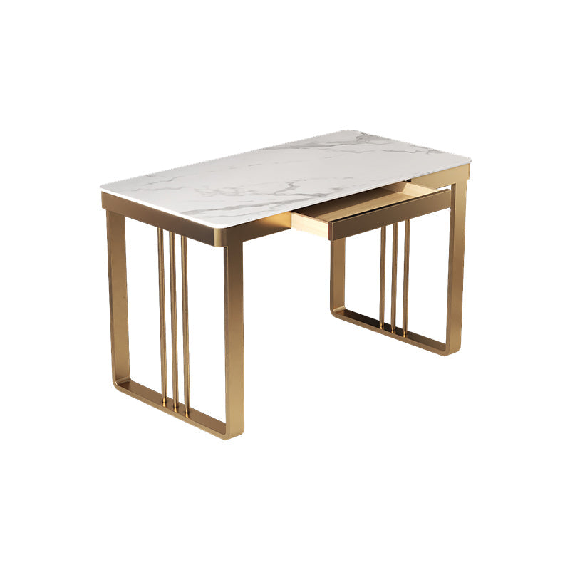 Glam 29.5"H Office Desk Sled Rectangular Writing Desk for Dormitory 31"L x 16"W x 30"H White Drawers Clearhalo 'furn' 'furn_office_desk' 'Furniture' 'Office Desks' 'Office Furniture' 'office_desk' 6334647