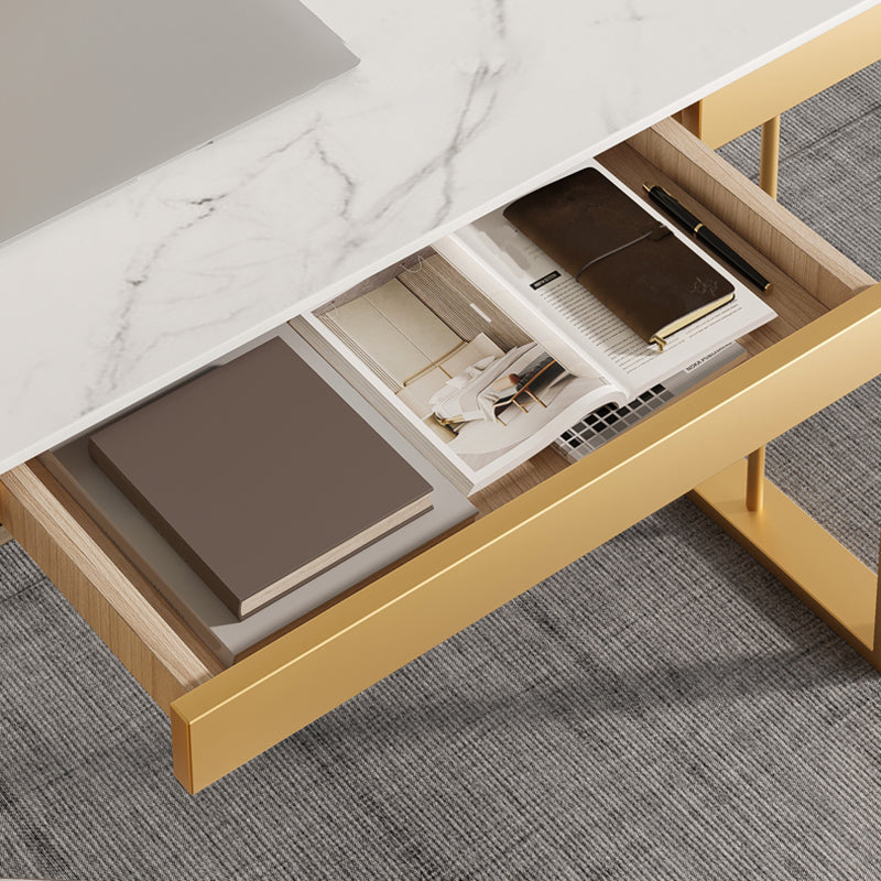 Glam 29.5"H Office Desk Sled Rectangular Writing Desk for Dormitory Clearhalo 'furn' 'furn_office_desk' 'Furniture' 'Office Desks' 'Office Furniture' 'office_desk' 6334656