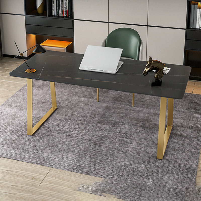 29.53" H Glam Office Desk Rectangular Secretary Desk with Metal Legs Clearhalo 'furn' 'furn_office_desk' 'Furniture' 'Office Desks' 'Office Furniture' 'office_desk' 6334687
