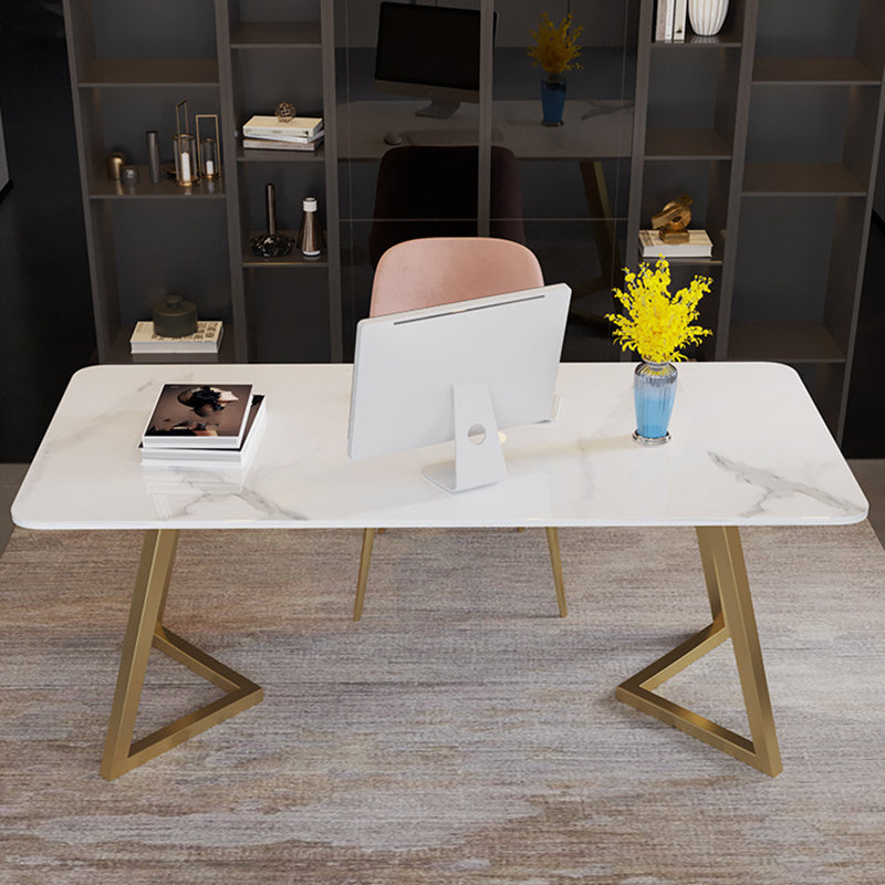 Escritorio de escritura glamorosa escritorio rectangular secretario con patas de metal