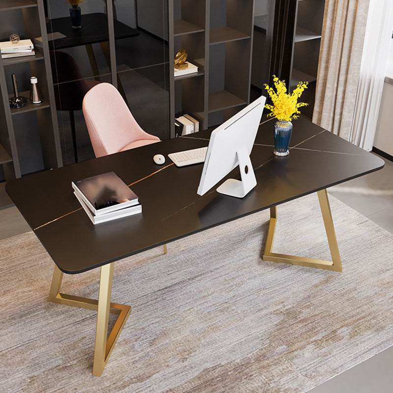 Escritorio de escritura glamorosa escritorio rectangular secretario con patas de metal