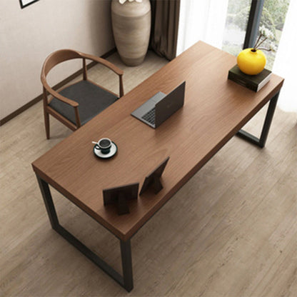 Escritorio de escritura industrial escritorio de secretario marrón rectangular con patas de metal