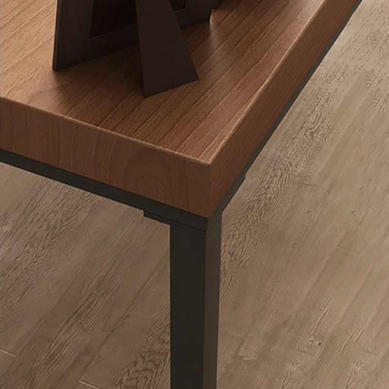 Escritorio de escritura industrial escritorio de secretario marrón rectangular con patas de metal