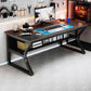 Modern Wooden Computer Desk Cable Management Rectangular Office Desk with Shelf