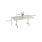 Glam Office Desk Rectangular White Writing Desk with Metal Legs