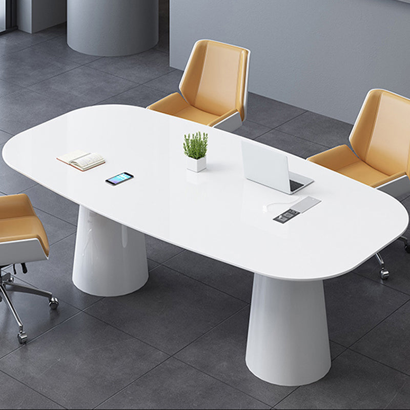 29 "H Hedendaags Executive Desk Oval Wit Wood Writing Desk