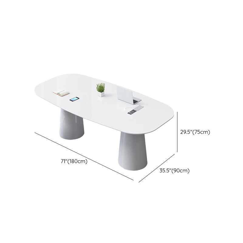 29 "H Hedendaags Executive Desk Oval Wit Wood Writing Desk