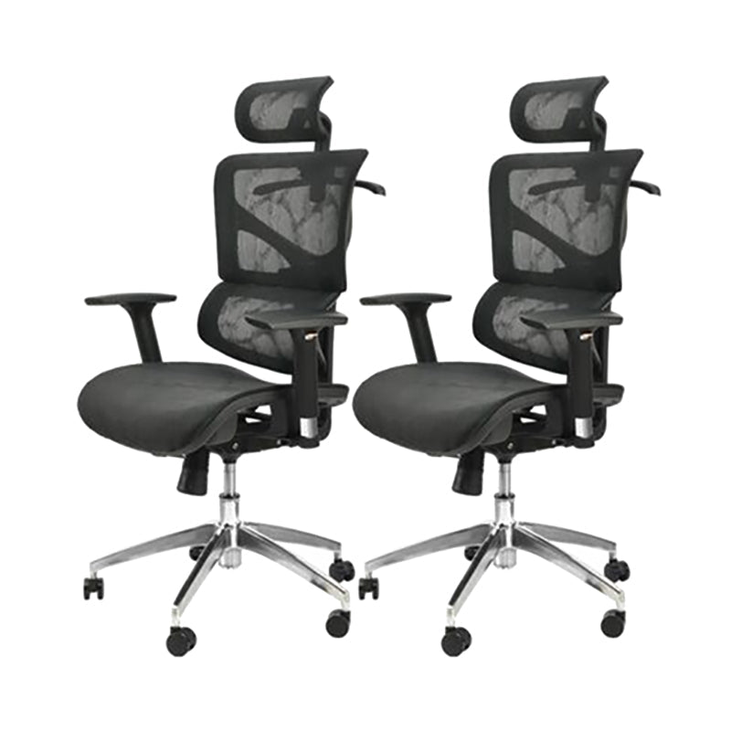 Modern Ergonomic Mesh Task Chair High Back Adjustable Arms Swivel Chair Black 2 Piece Set Clearhalo 'furn' 'furn_office_chair' 'Furniture' 'Office Chairs' 'Office Furniture' 'office_chair' 6335059