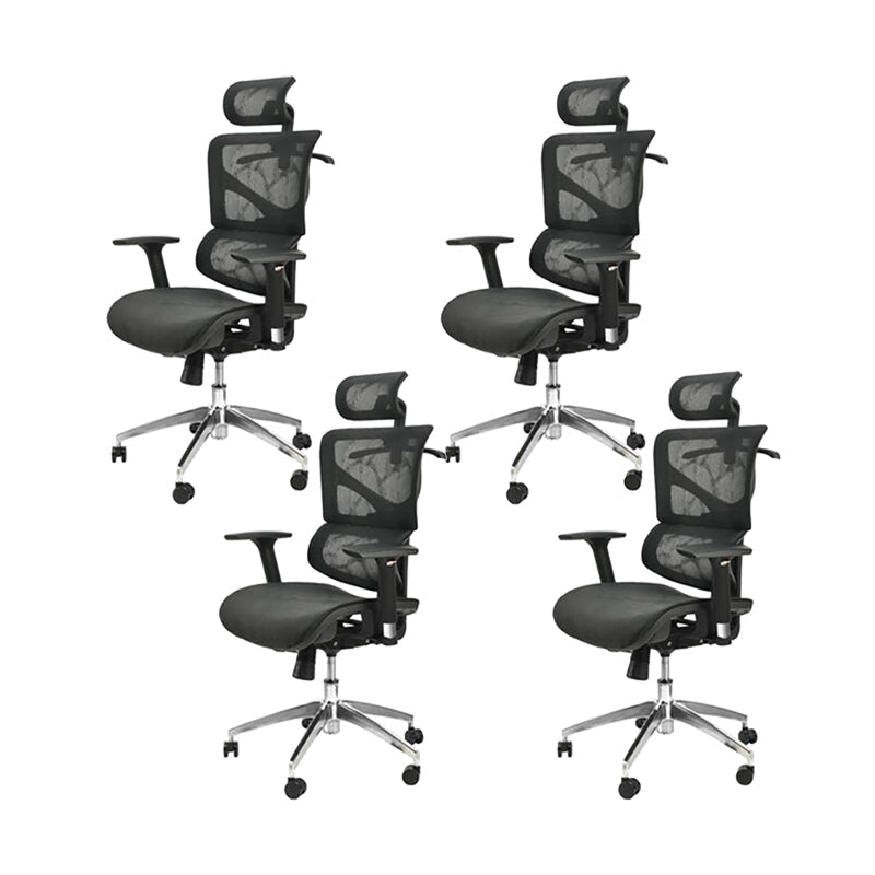 Modern Ergonomic Mesh Task Chair High Back Adjustable Arms Swivel Chair Black 4 Piece Set Clearhalo 'furn' 'furn_office_chair' 'Furniture' 'Office Chairs' 'Office Furniture' 'office_chair' 6335062