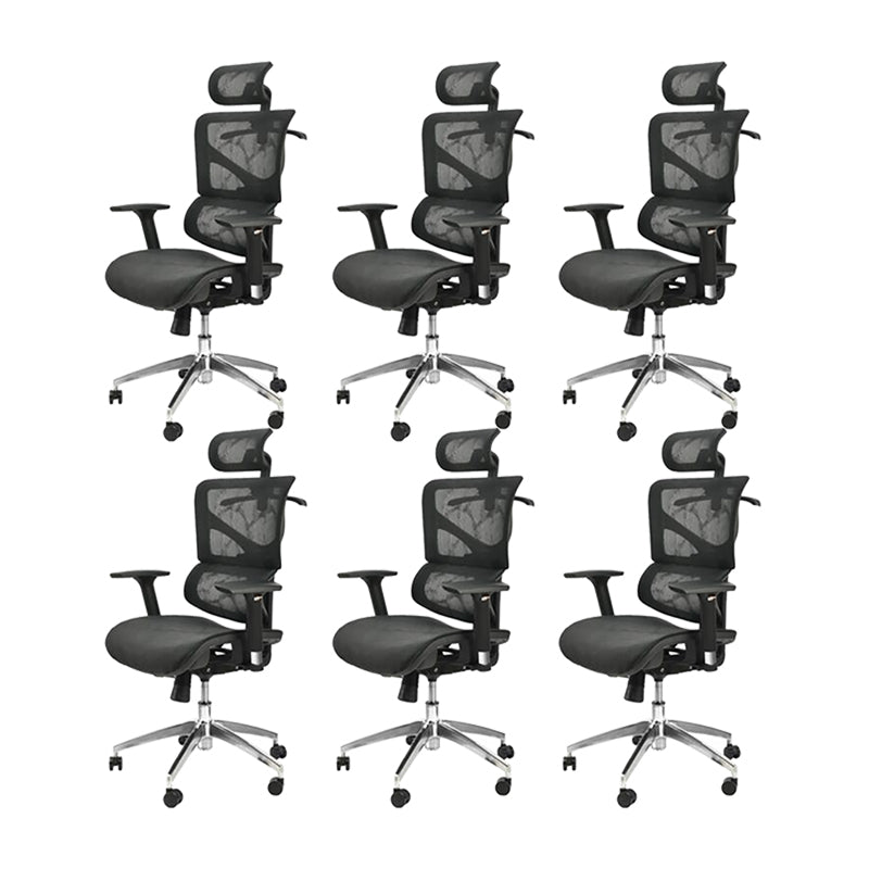 Modern Ergonomic Mesh Task Chair High Back Adjustable Arms Swivel Chair Black 6 Piece Set Clearhalo 'furn' 'furn_office_chair' 'Furniture' 'Office Chairs' 'Office Furniture' 'office_chair' 6335064