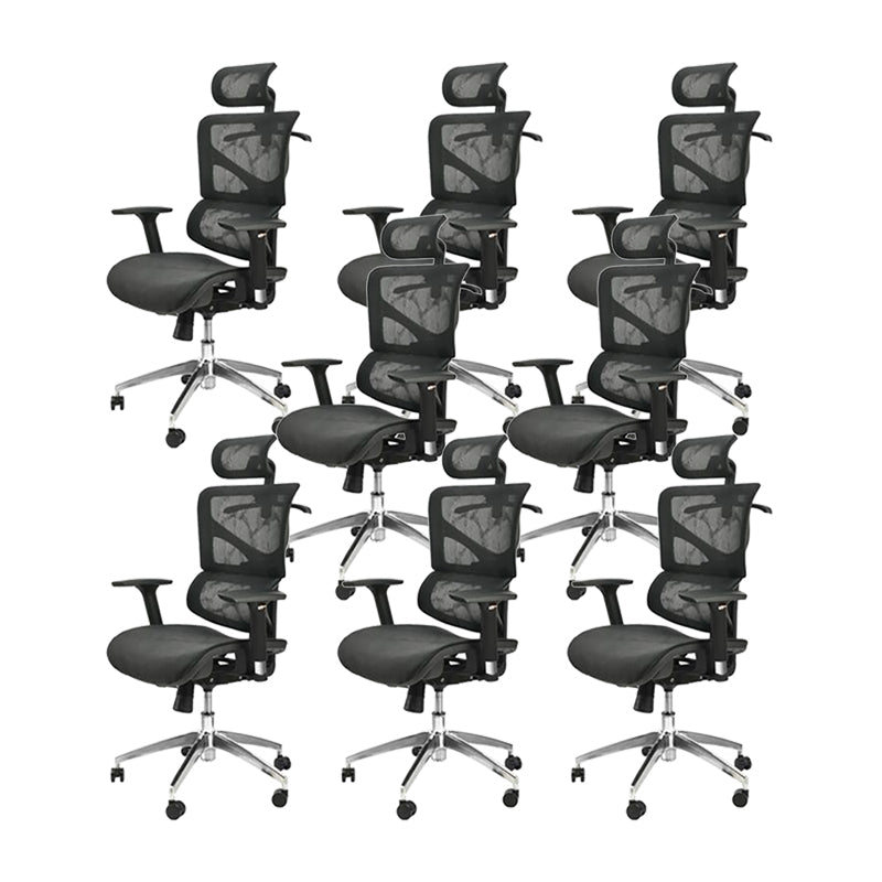 Modern Ergonomic Mesh Task Chair High Back Adjustable Arms Swivel Chair Black 8 Piece Set Clearhalo 'furn' 'furn_office_chair' 'Furniture' 'Office Chairs' 'Office Furniture' 'office_chair' 6335065