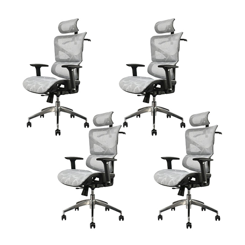 Modern Ergonomic Mesh Task Chair High Back Adjustable Arms Swivel Chair Grey 4 Piece Set Clearhalo 'furn' 'furn_office_chair' 'Furniture' 'Office Chairs' 'Office Furniture' 'office_chair' 6335070