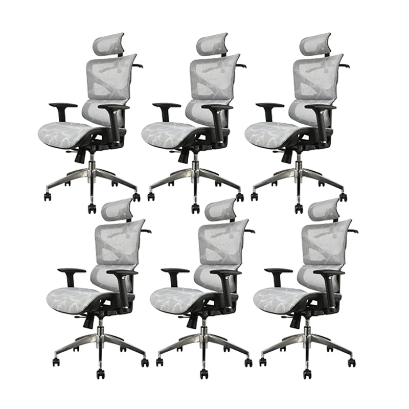 Modern Ergonomic Mesh Task Chair High Back Adjustable Arms Swivel Chair Grey 6 Piece Set Clearhalo 'furn' 'furn_office_chair' 'Furniture' 'Office Chairs' 'Office Furniture' 'office_chair' 6335072