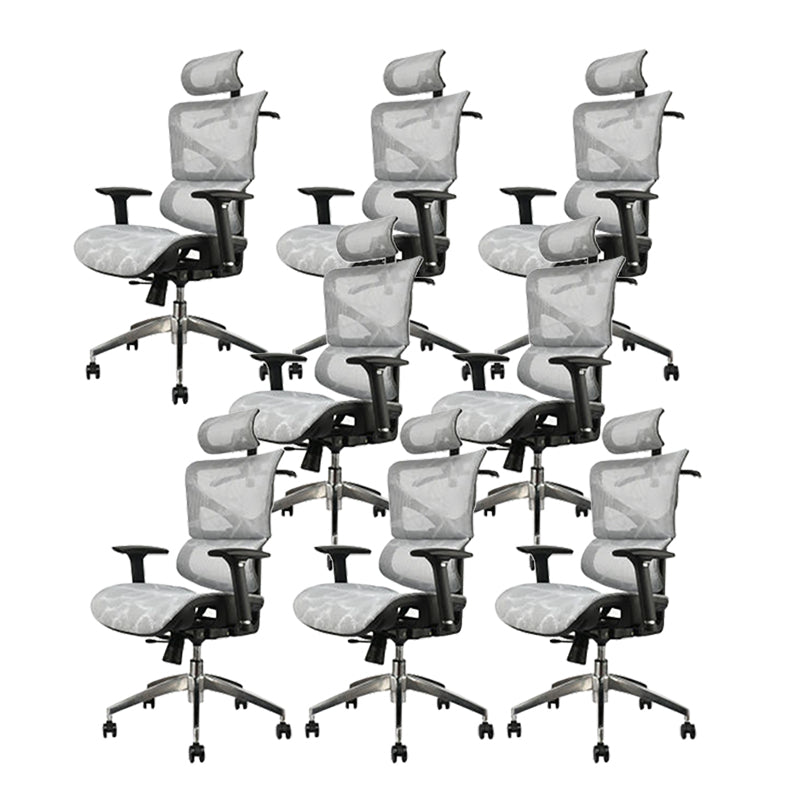 Modern Ergonomic Mesh Task Chair High Back Adjustable Arms Swivel Chair Grey 8 Piece Set Clearhalo 'furn' 'furn_office_chair' 'Furniture' 'Office Chairs' 'Office Furniture' 'office_chair' 6335074