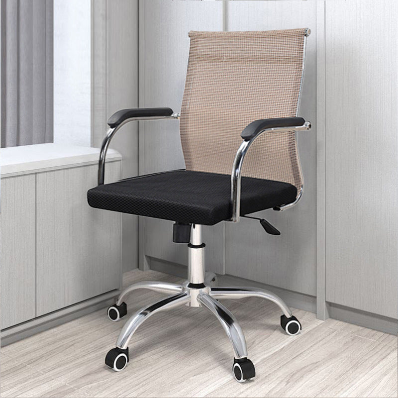 19"W Modern Desk Chair Breathable AirGrid Fixed Arms Office Chair 1 Piece Brown Clearhalo 'furn' 'furn_office_chair' 'Furniture' 'Office Chairs' 'Office Furniture' 'office_chair' 6335103