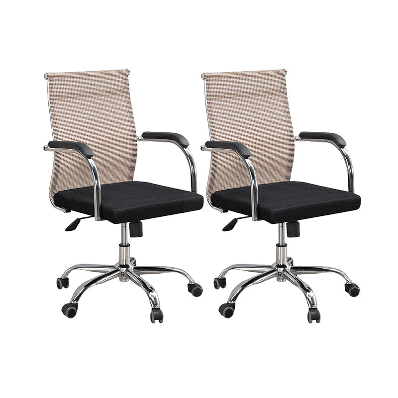 19"W Modern Desk Chair Breathable AirGrid Fixed Arms Office Chair 2 Piece Set Brown Clearhalo 'furn' 'furn_office_chair' 'Furniture' 'Office Chairs' 'Office Furniture' 'office_chair' 6335105