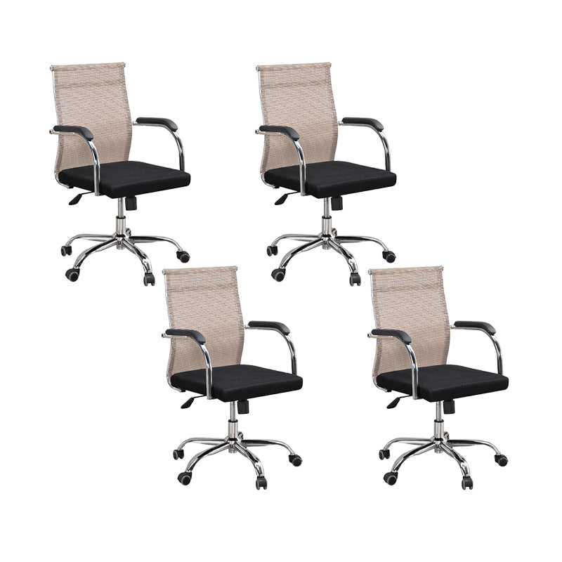19"W Modern Desk Chair Breathable AirGrid Fixed Arms Office Chair 4 Piece Set Brown Clearhalo 'furn' 'furn_office_chair' 'Furniture' 'Office Chairs' 'Office Furniture' 'office_chair' 6335107