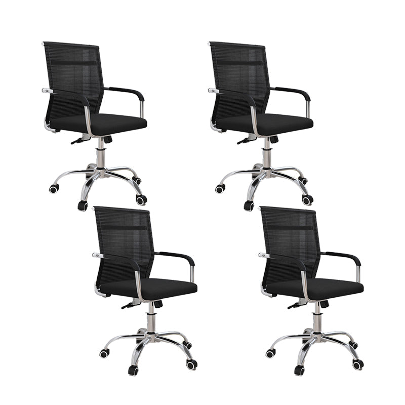 19"W Modern Desk Chair Breathable AirGrid Fixed Arms Office Chair 4 Piece Set Black Clearhalo 'furn' 'furn_office_chair' 'Furniture' 'Office Chairs' 'Office Furniture' 'office_chair' 6335115