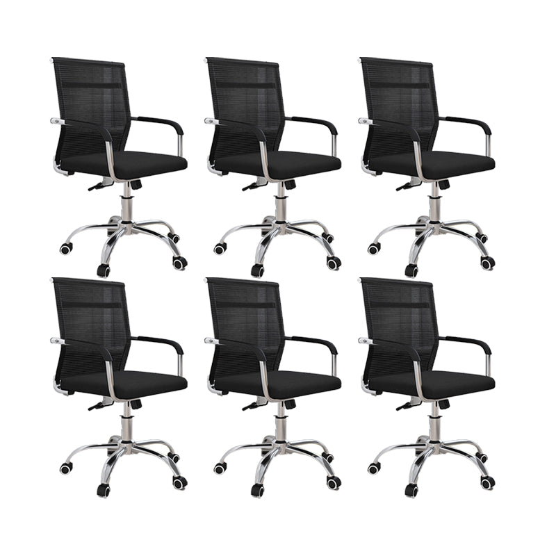 19"W Modern Desk Chair Breathable AirGrid Fixed Arms Office Chair 6 Piece Set Black Clearhalo 'furn' 'furn_office_chair' 'Furniture' 'Office Chairs' 'Office Furniture' 'office_chair' 6335117