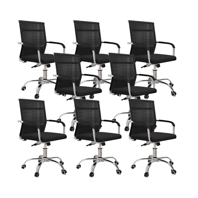 19"W Modern Desk Chair Breathable AirGrid Fixed Arms Office Chair 8 Piece Set Black Clearhalo 'furn' 'furn_office_chair' 'Furniture' 'Office Chairs' 'Office Furniture' 'office_chair' 6335119