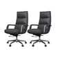 Modern Desk Chair Leather Ergonomic Computer Chair High-Back Chair with Wheels Black 2 Piece Set Clearhalo 'furn' 'furn_office_chair' 'Furniture' 'Office Chairs' 'Office Furniture' 'office_chair' 6335133
