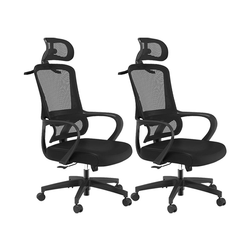 Office Ergonomic Mesh Task Chair Modern High Back Fixed Arms Desk Chair Black 2 Piece Set Star Base Clearhalo 'furn' 'furn_office_chair' 'Furniture' 'Office Chairs' 'Office Furniture' 'office_chair' 6335143