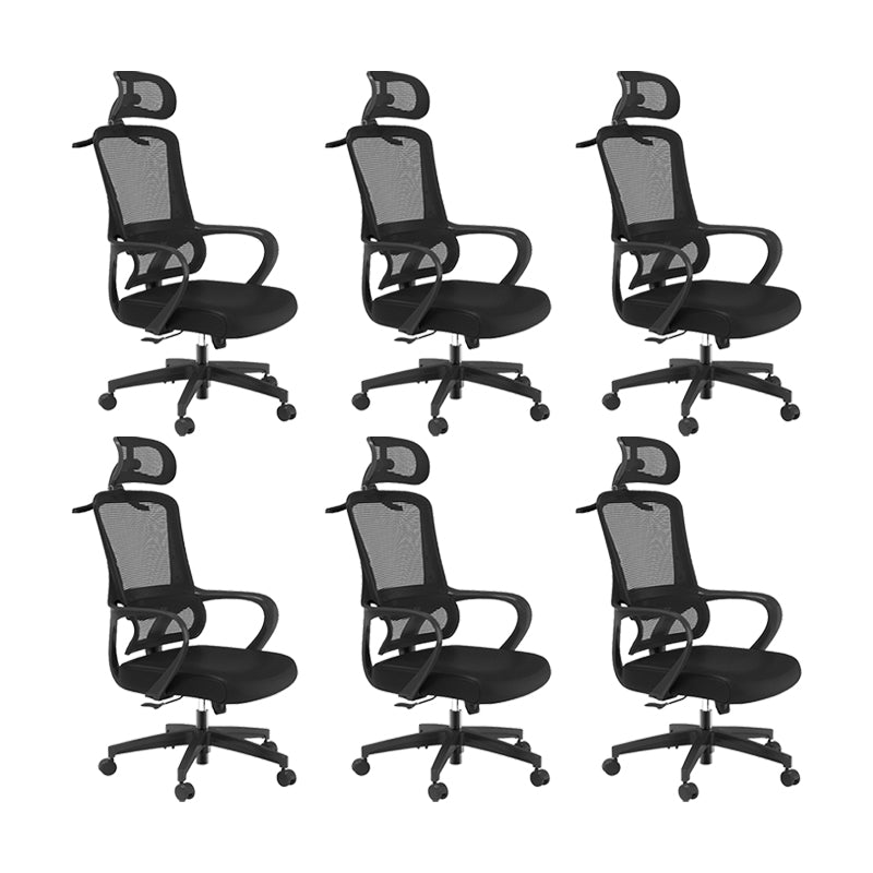 Office Ergonomic Mesh Task Chair Modern High Back Fixed Arms Desk Chair Black 6 Piece Set Star Base Clearhalo 'furn' 'furn_office_chair' 'Furniture' 'Office Chairs' 'Office Furniture' 'office_chair' 6335147