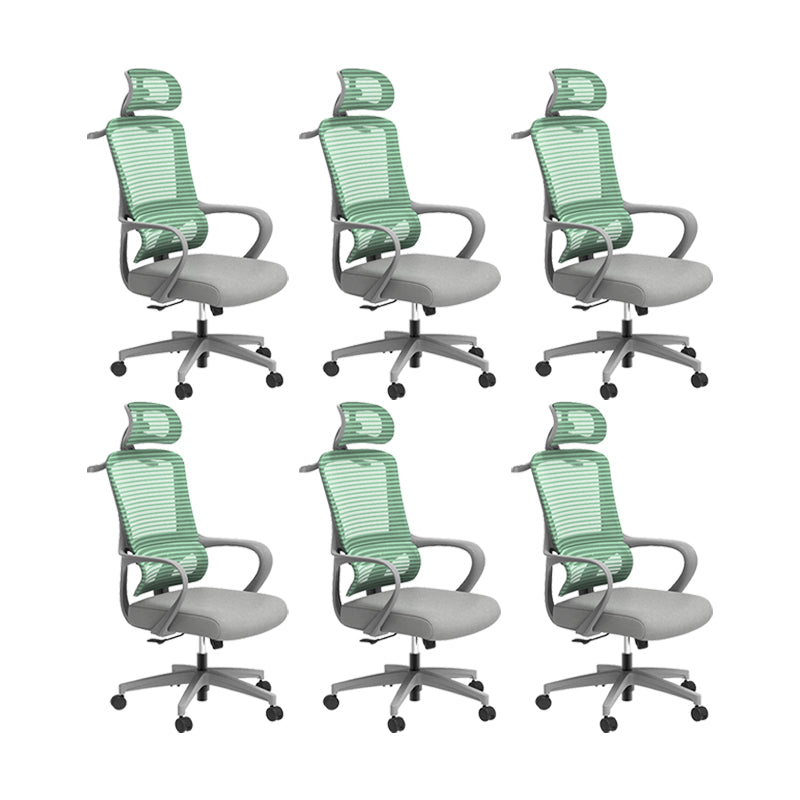 Office Ergonomic Mesh Task Chair Modern High Back Fixed Arms Desk Chair Gray 6 Piece Set Star Base Clearhalo 'furn' 'furn_office_chair' 'Furniture' 'Office Chairs' 'Office Furniture' 'office_chair' 6335164