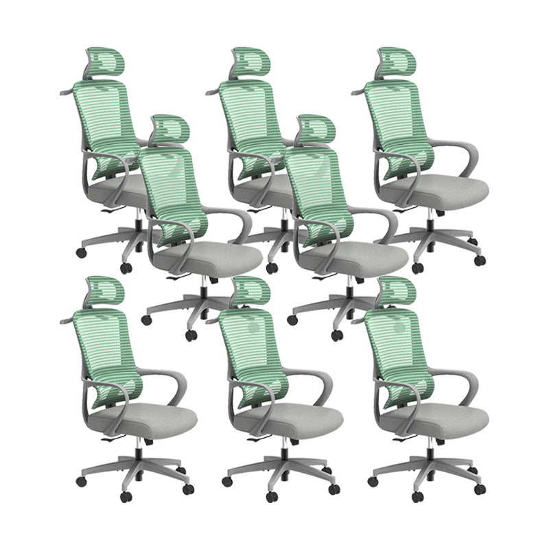 Office Ergonomic Mesh Task Chair Modern High Back Fixed Arms Desk Chair Gray 8 Piece Set Star Base Clearhalo 'furn' 'furn_office_chair' 'Furniture' 'Office Chairs' 'Office Furniture' 'office_chair' 6335165