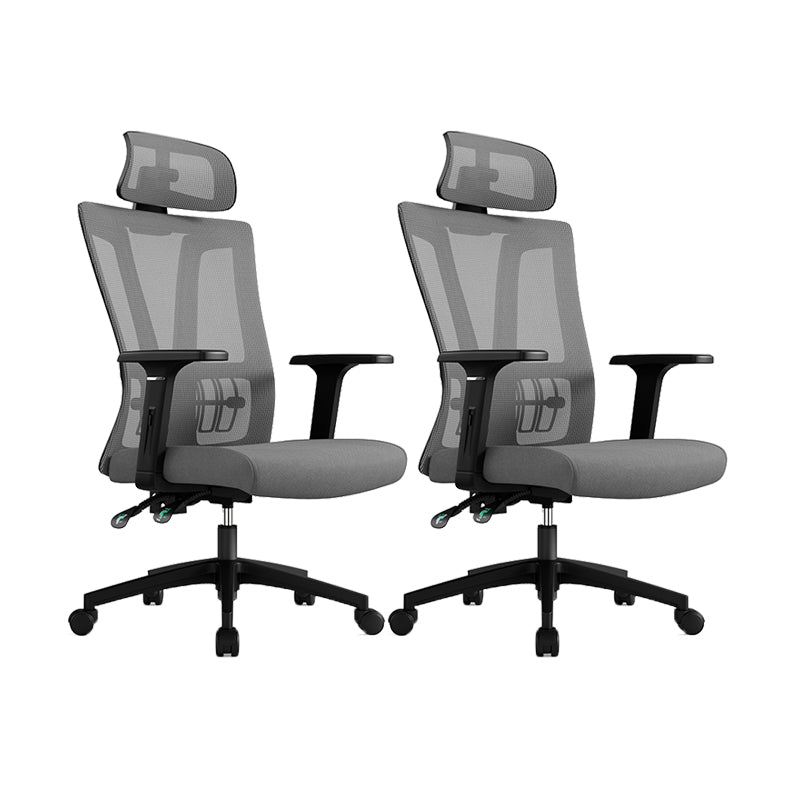 Modern High Back Swivel Chair Office Adjustable Arms Ergonomic Mesh Task Chair Gray 2 Piece Set Without Footrest Clearhalo 'furn' 'furn_office_chair' 'Furniture' 'Office Chairs' 'Office Furniture' 'office_chair' 6335196