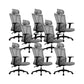 Modern High Back Swivel Chair Office Adjustable Arms Ergonomic Mesh Task Chair Gray 8 Piece Set Without Footrest Clearhalo 'furn' 'furn_office_chair' 'Furniture' 'Office Chairs' 'Office Furniture' 'office_chair' 6335202