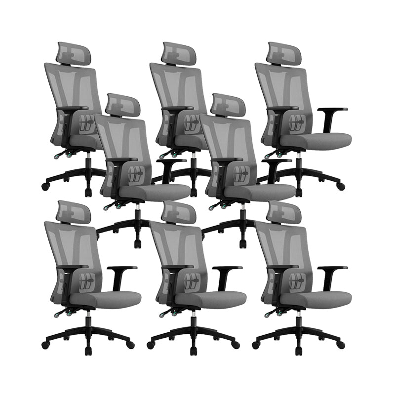 Modern High Back Swivel Chair Office Adjustable Arms Ergonomic Mesh Task Chair Gray 8 Piece Set Without Footrest Clearhalo 'furn' 'furn_office_chair' 'Furniture' 'Office Chairs' 'Office Furniture' 'office_chair' 6335202