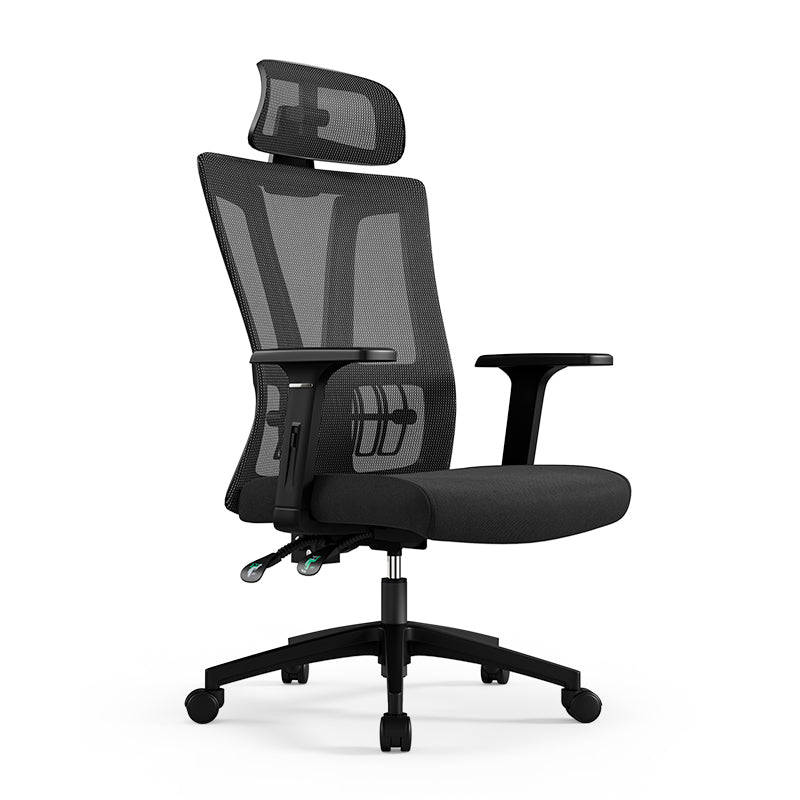Modern High Back Swivel Chair Office Adjustable Arms Ergonomic Mesh Task Chair Black 1 Piece Without Footrest Clearhalo 'furn' 'furn_office_chair' 'Furniture' 'Office Chairs' 'Office Furniture' 'office_chair' 6335214