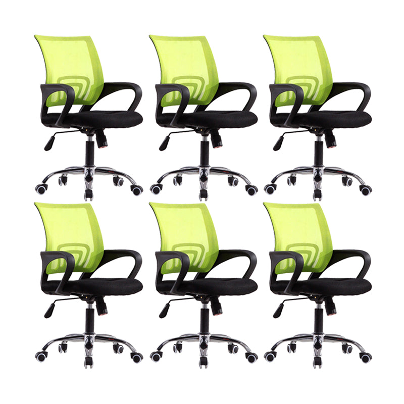 Mid Back Swivel Lumbar Support Desk Chair Breathable AirGrid Office Chair 6 Piece Set Green Clearhalo 'furn' 'furn_office_chair' 'Furniture' 'Office Chairs' 'Office Furniture' 'office_chair' 6335226