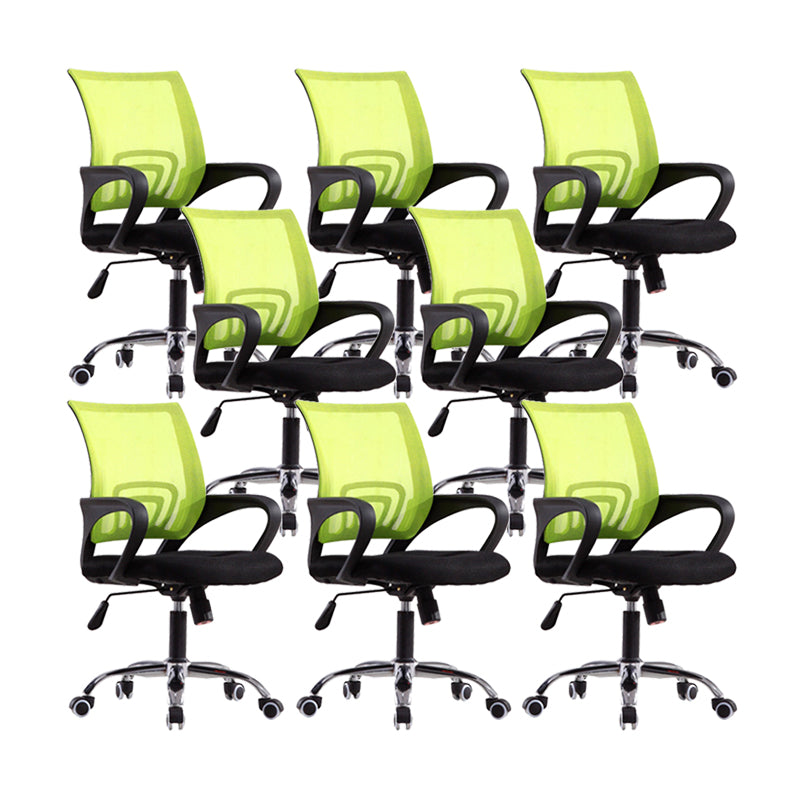 Mid Back Swivel Lumbar Support Desk Chair Breathable AirGrid Office Chair 8 Piece Set Green Clearhalo 'furn' 'furn_office_chair' 'Furniture' 'Office Chairs' 'Office Furniture' 'office_chair' 6335227