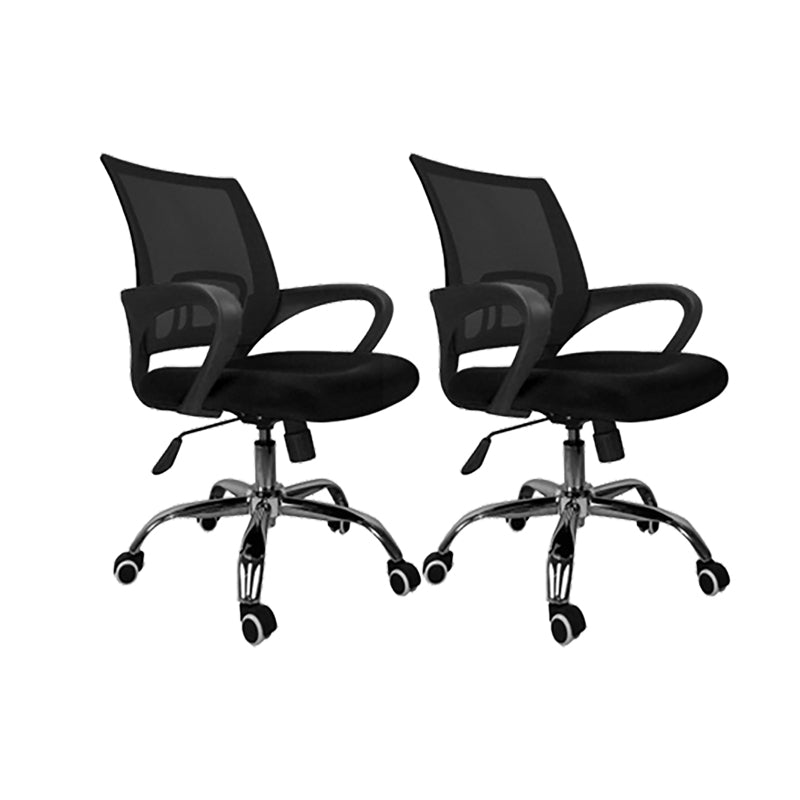 Mid Back Swivel Lumbar Support Desk Chair Breathable AirGrid Office Chair 2 Piece Set Black Clearhalo 'furn' 'furn_office_chair' 'Furniture' 'Office Chairs' 'Office Furniture' 'office_chair' 6335230