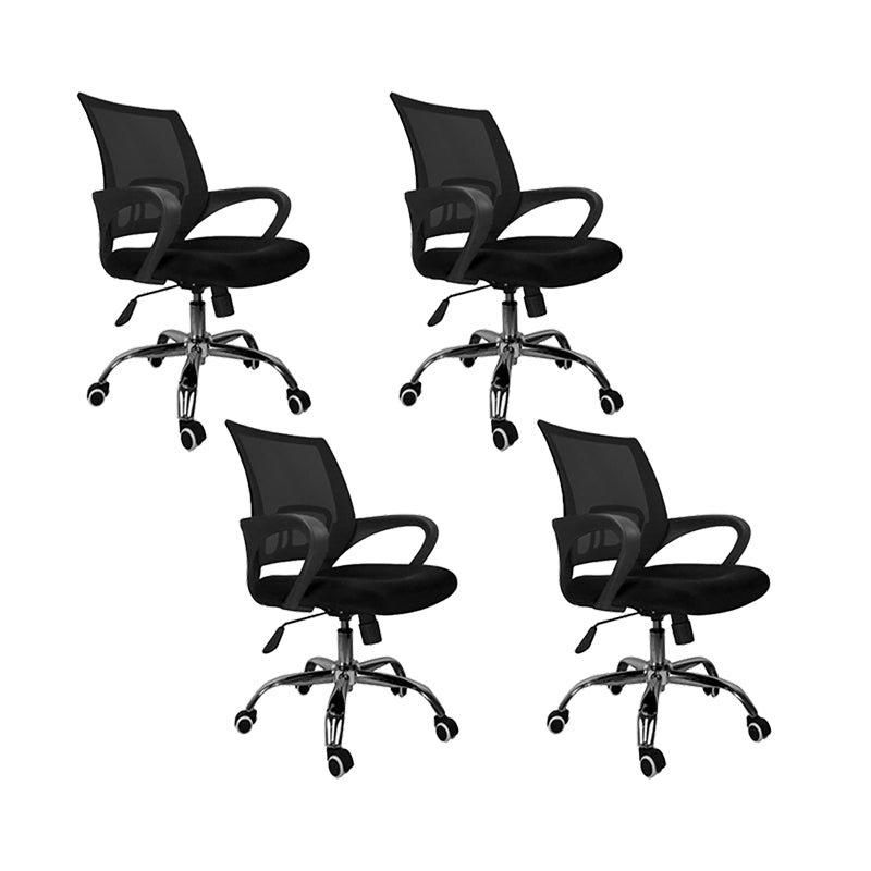 Mid Back Swivel Lumbar Support Desk Chair Breathable AirGrid Office Chair 4 Piece Set Black Clearhalo 'furn' 'furn_office_chair' 'Furniture' 'Office Chairs' 'Office Furniture' 'office_chair' 6335233