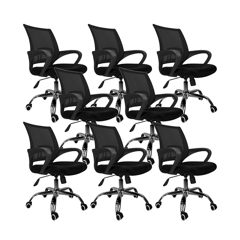 Mid Back Swivel Lumbar Support Desk Chair Breathable AirGrid Office Chair 8 Piece Set Black Clearhalo 'furn' 'furn_office_chair' 'Furniture' 'Office Chairs' 'Office Furniture' 'office_chair' 6335237