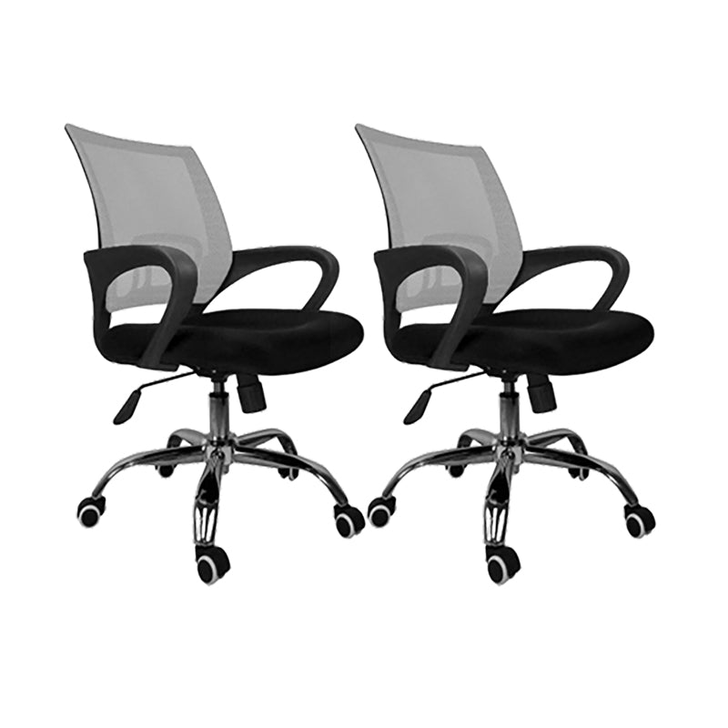 Mid Back Swivel Lumbar Support Desk Chair Breathable AirGrid Office Chair 2 Piece Set Gray Clearhalo 'furn' 'furn_office_chair' 'Furniture' 'Office Chairs' 'Office Furniture' 'office_chair' 6335239