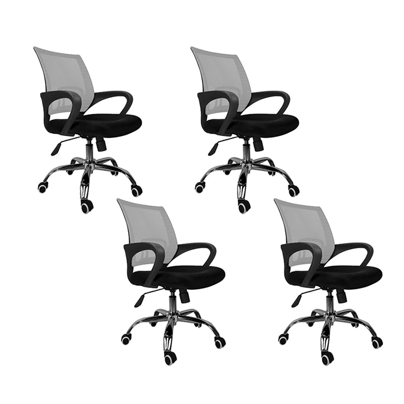 Mid Back Swivel Lumbar Support Desk Chair Breathable AirGrid Office Chair 4 Piece Set Gray Clearhalo 'furn' 'furn_office_chair' 'Furniture' 'Office Chairs' 'Office Furniture' 'office_chair' 6335240