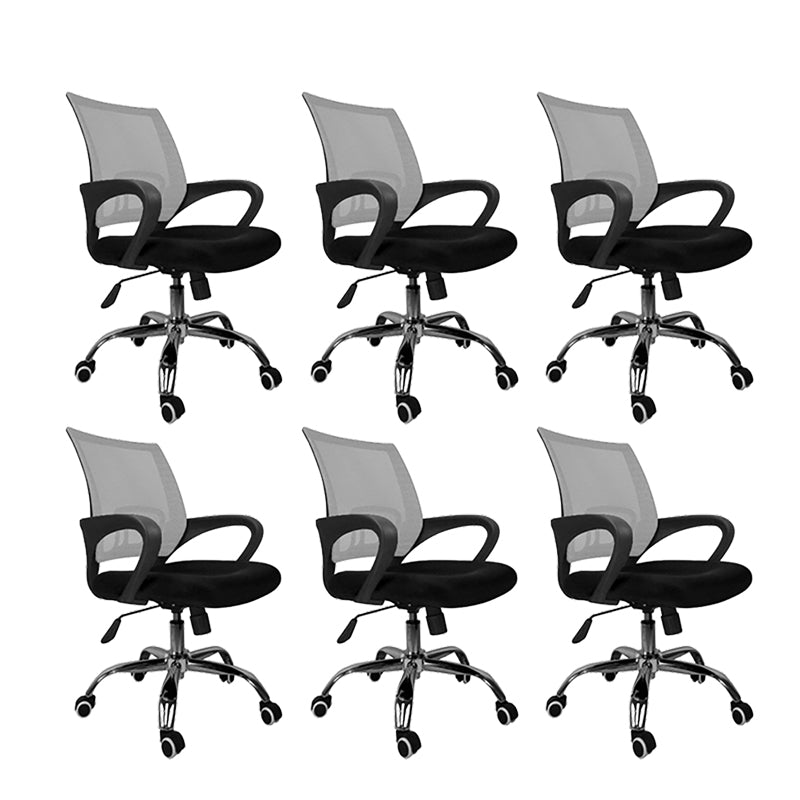 Mid Back Swivel Lumbar Support Desk Chair Breathable AirGrid Office Chair 6 Piece Set Gray Clearhalo 'furn' 'furn_office_chair' 'Furniture' 'Office Chairs' 'Office Furniture' 'office_chair' 6335241