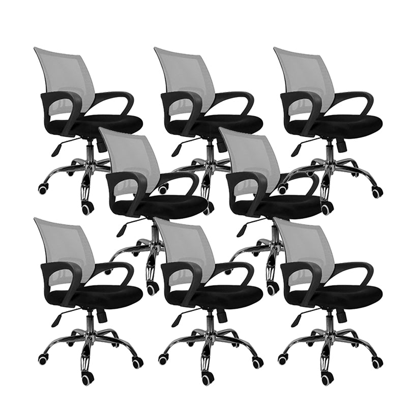 Mid Back Swivel Lumbar Support Desk Chair Breathable AirGrid Office Chair 8 Piece Set Gray Clearhalo 'furn' 'furn_office_chair' 'Furniture' 'Office Chairs' 'Office Furniture' 'office_chair' 6335242