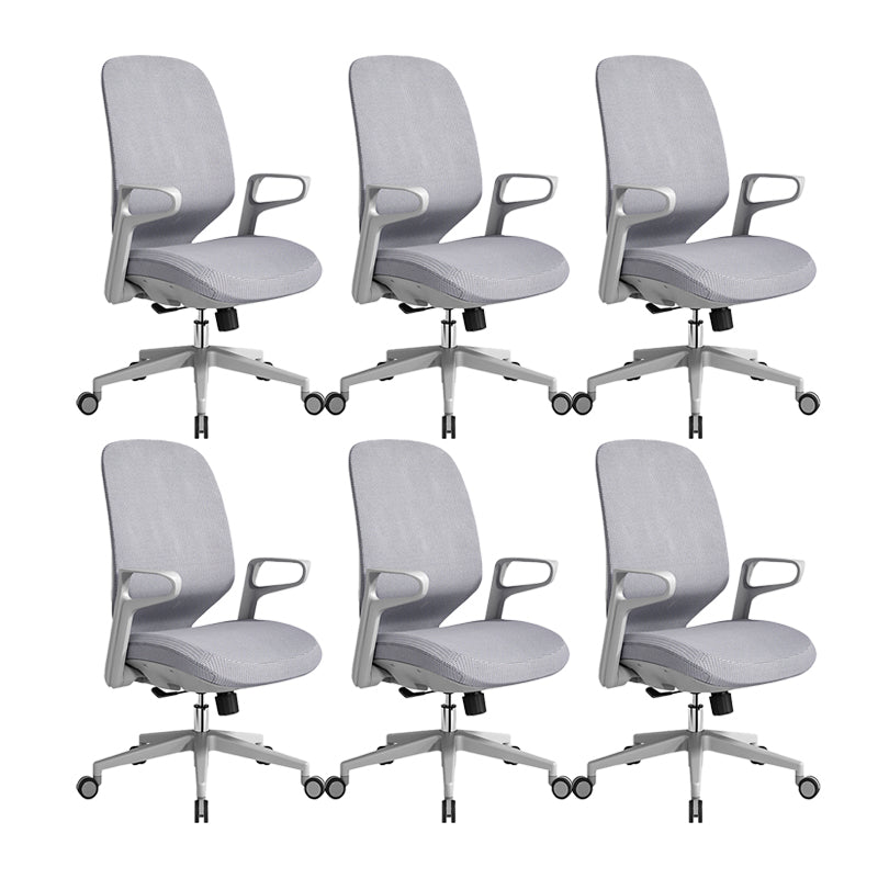 Contemporary Adjustable Microfiber Swivel Chair Conference High Back Office Chair Grey 6 Piece Set Clearhalo 'furn' 'furn_office_chair' 'Furniture' 'Office Chairs' 'Office Furniture' 'office_chair' 6335249