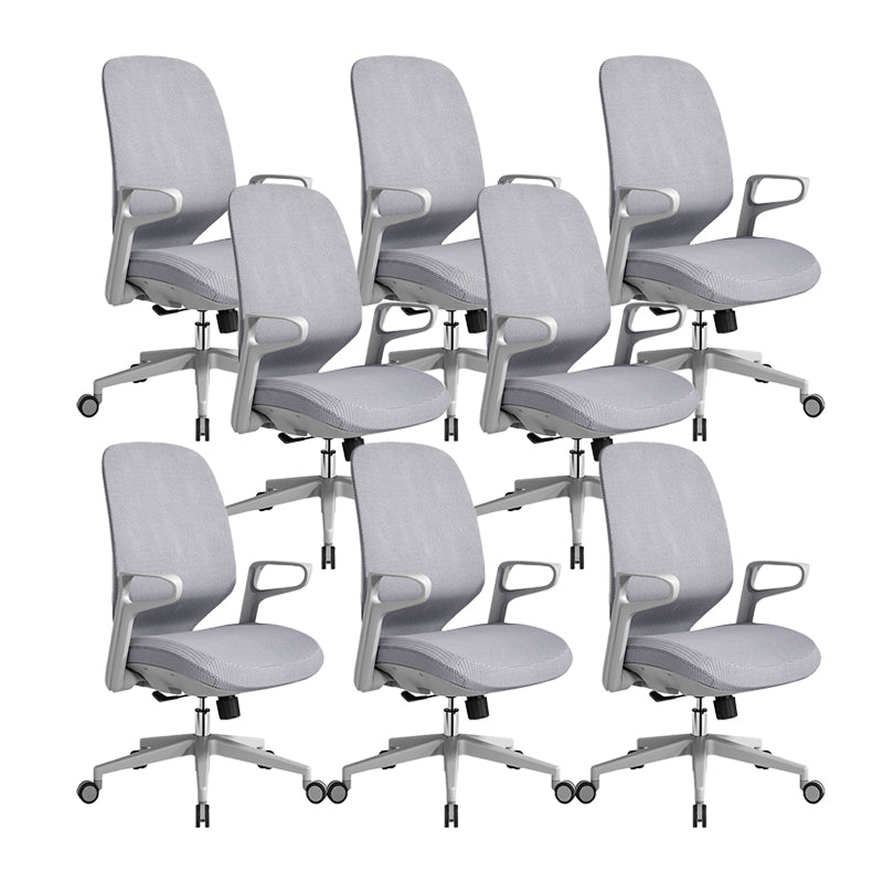 Contemporary Adjustable Microfiber Swivel Chair Conference High Back Office Chair Grey 8 Piece Set Clearhalo 'furn' 'furn_office_chair' 'Furniture' 'Office Chairs' 'Office Furniture' 'office_chair' 6335252
