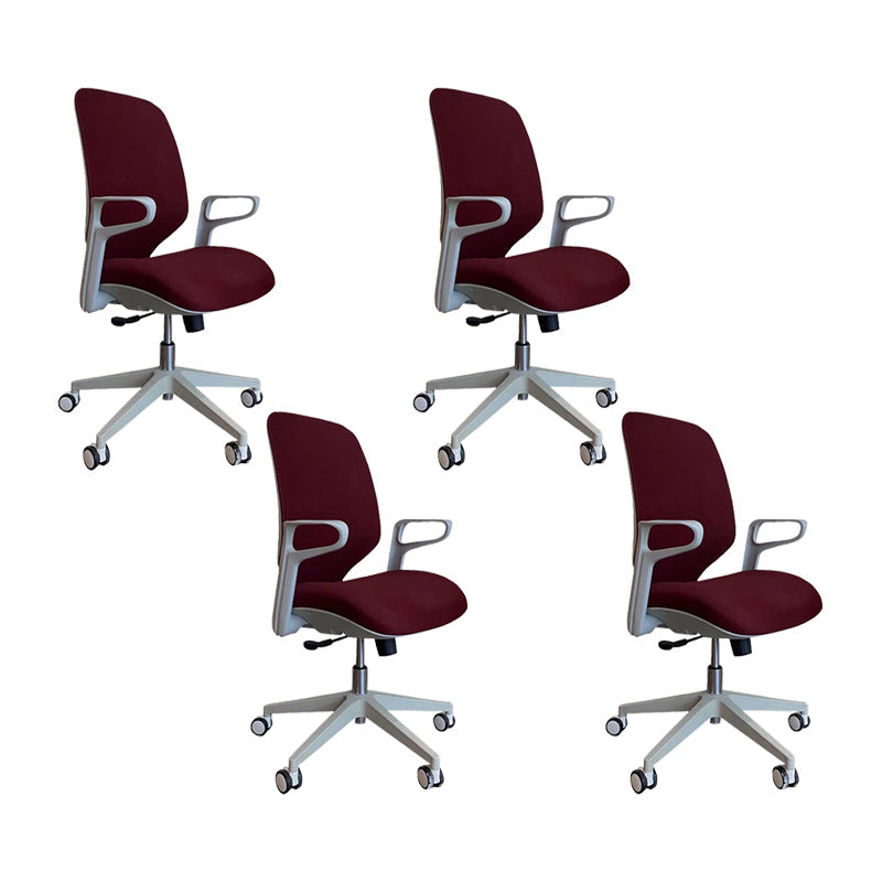 Contemporary Adjustable Microfiber Swivel Chair Conference High Back Office Chair Red 4 Piece Set Clearhalo 'furn' 'furn_office_chair' 'Furniture' 'Office Chairs' 'Office Furniture' 'office_chair' 6335265