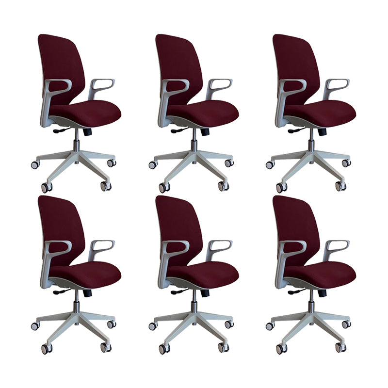 Contemporary Adjustable Microfiber Swivel Chair Conference High Back Office Chair Red 6 Piece Set Clearhalo 'furn' 'furn_office_chair' 'Furniture' 'Office Chairs' 'Office Furniture' 'office_chair' 6335267