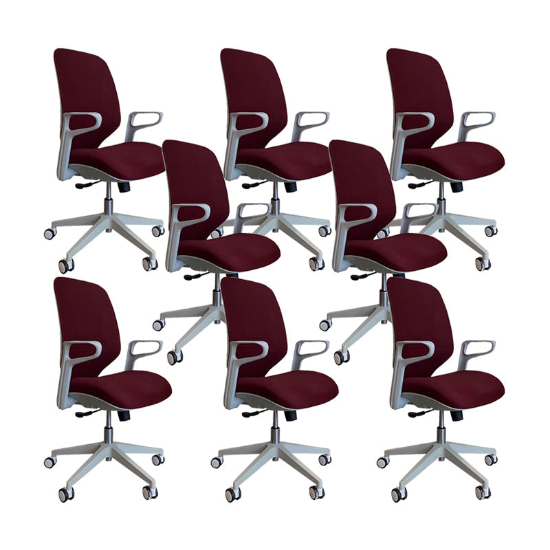 Contemporary Adjustable Microfiber Swivel Chair Conference High Back Office Chair Red 8 Piece Set Clearhalo 'furn' 'furn_office_chair' 'Furniture' 'Office Chairs' 'Office Furniture' 'office_chair' 6335270