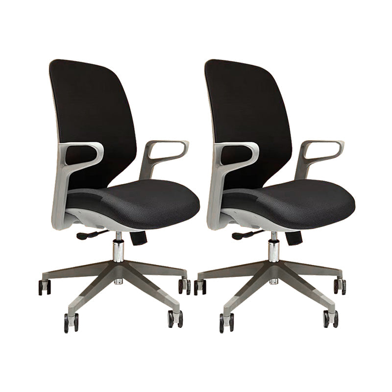 Contemporary Adjustable Microfiber Swivel Chair Conference High Back Office Chair Black 2 Piece Set Clearhalo 'furn' 'furn_office_chair' 'Furniture' 'Office Chairs' 'Office Furniture' 'office_chair' 6335271