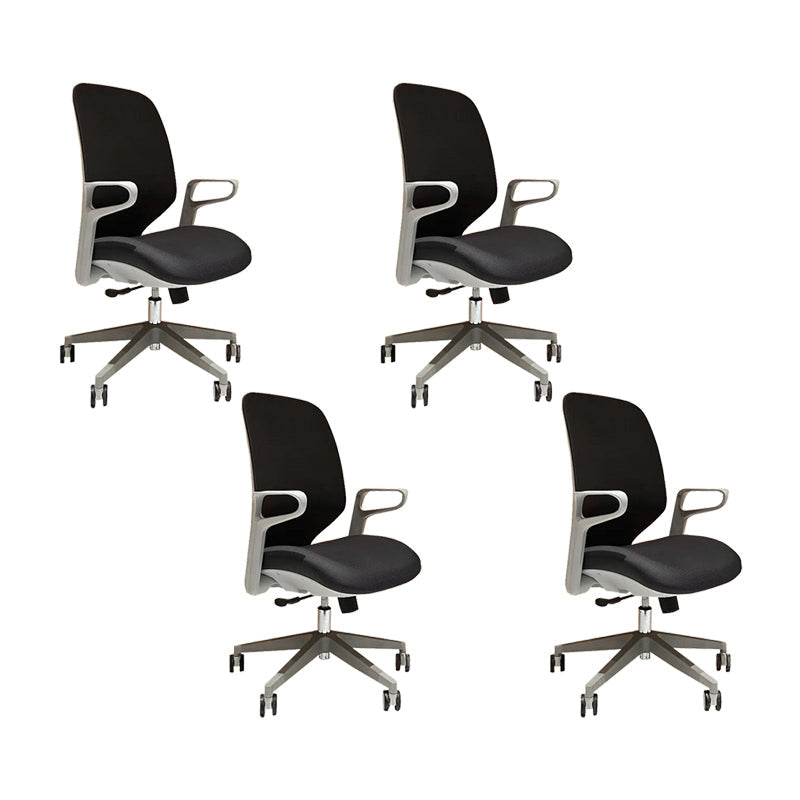 Contemporary Adjustable Microfiber Swivel Chair Conference High Back Office Chair Black 4 Piece Set Clearhalo 'furn' 'furn_office_chair' 'Furniture' 'Office Chairs' 'Office Furniture' 'office_chair' 6335272